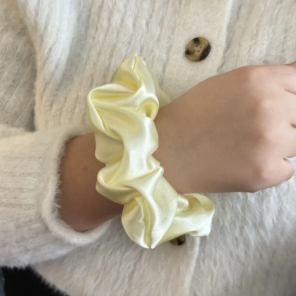 Luxury Yellow Satin Scrunchie Handmade – Statement Hair Accessory